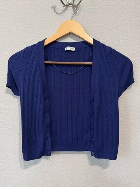 Free People Intimately Navy Short Sleeve Cardigan, Size XS
